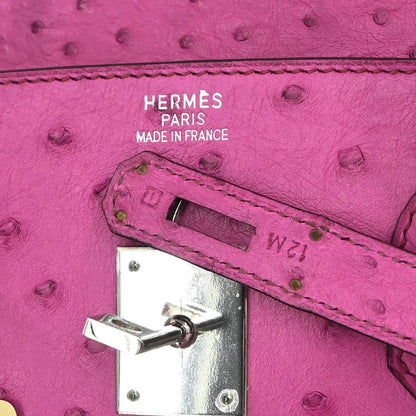 Hermes * Fuchsia Pink Ostrich Haut a Courroies 36 Handbag