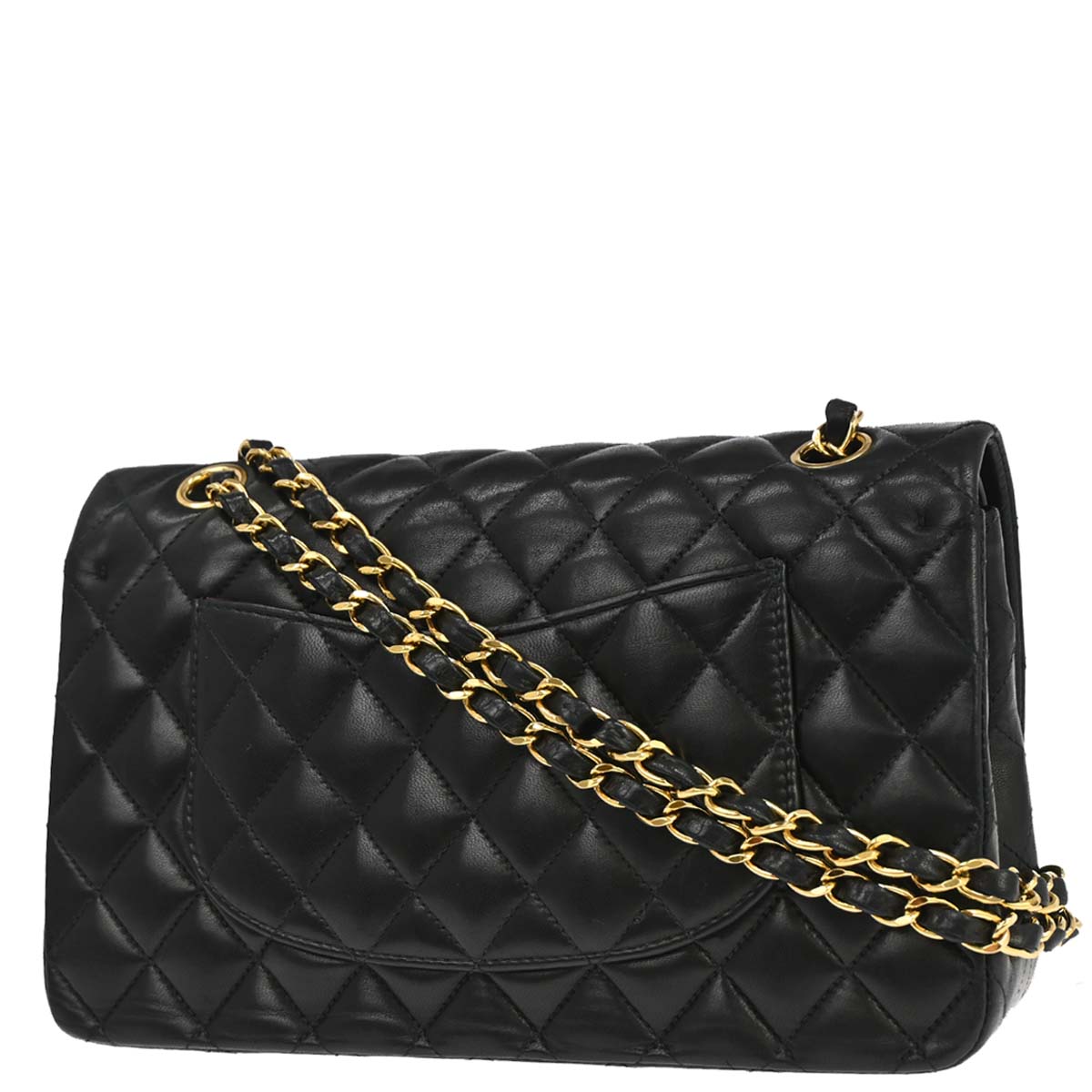Chanel 2003-2004 Black Lambskin Medium Classic Double Flap Shoulder Bag