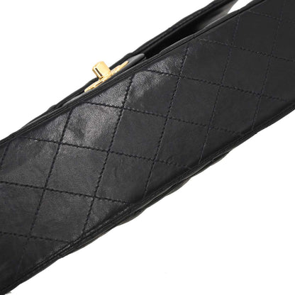 Chanel 2003-2004 Black Lambskin Medium Classic Double Flap Shoulder Bag