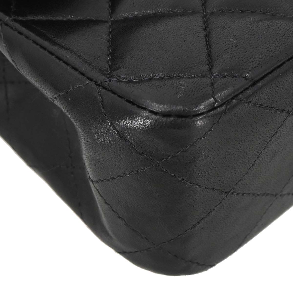Chanel 2003-2004 Black Lambskin Medium Classic Double Flap Shoulder Bag