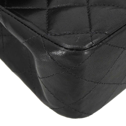 Chanel 2003-2004 Black Lambskin Medium Classic Double Flap Shoulder Bag