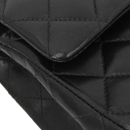 Chanel 2003-2004 Black Lambskin Medium Classic Double Flap Shoulder Bag