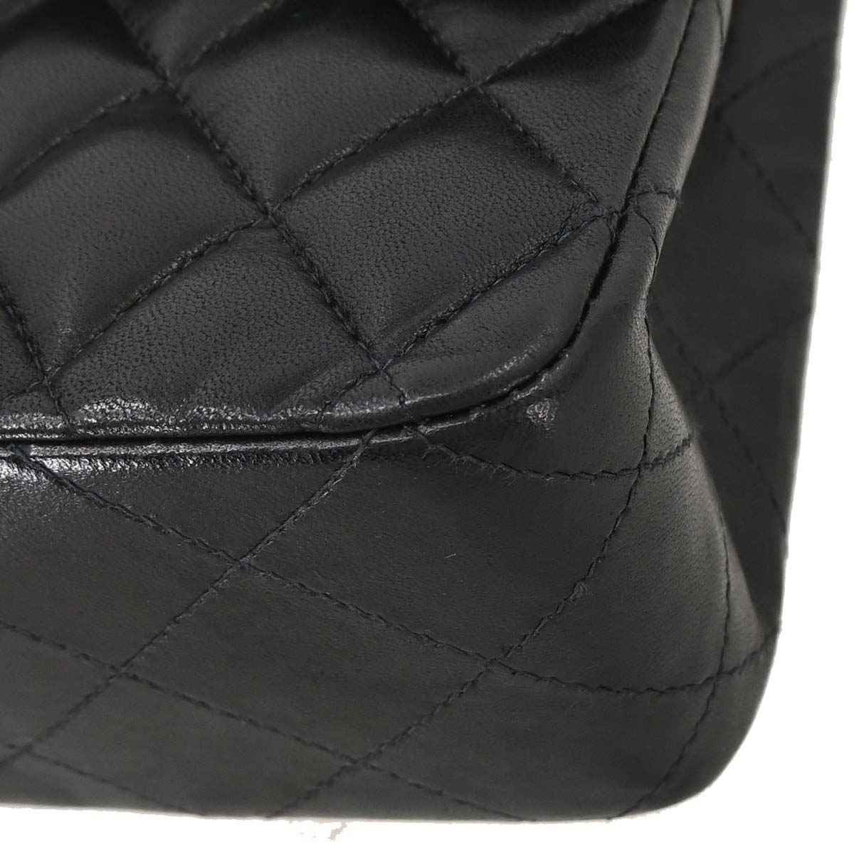 Chanel 2003-2004 Black Lambskin Medium Classic Double Flap Shoulder Bag