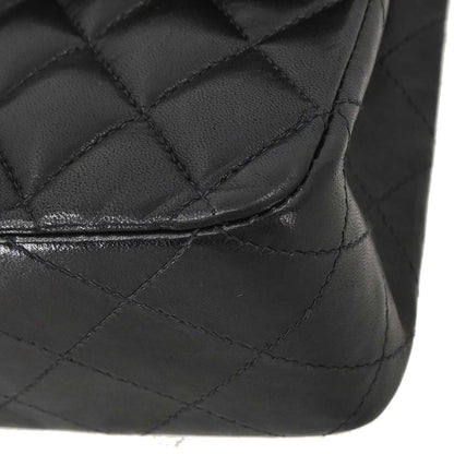 Chanel 2003-2004 Black Lambskin Medium Classic Double Flap Shoulder Bag