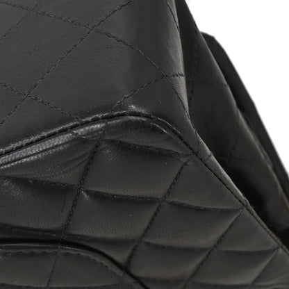 Chanel 2003-2004 Black Lambskin Medium Classic Double Flap Shoulder Bag