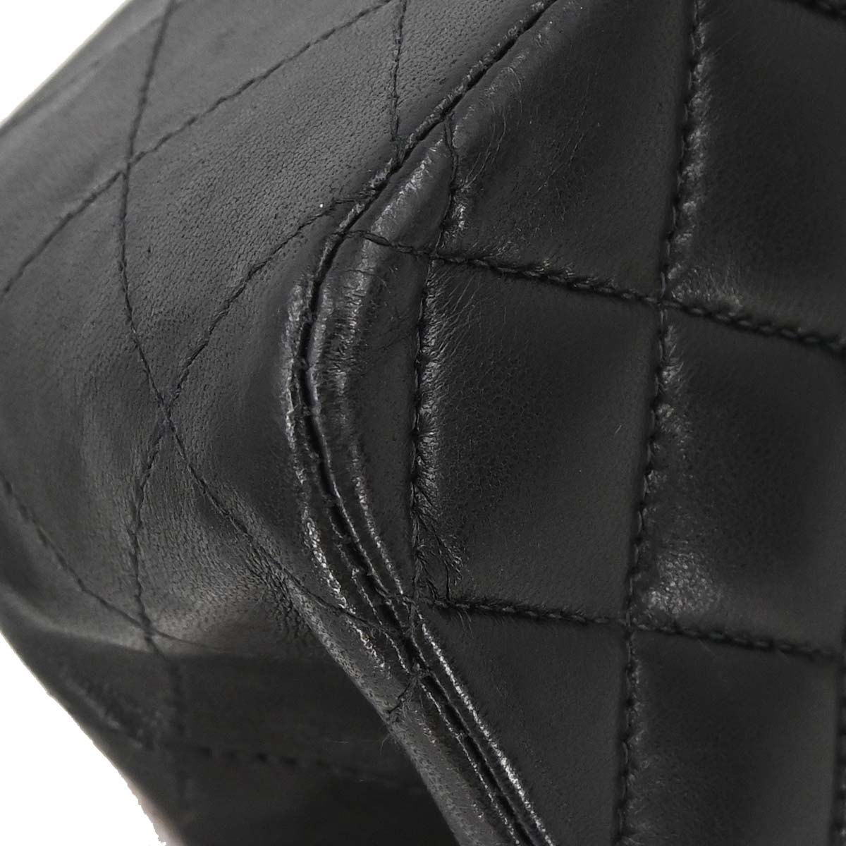 Chanel 2003-2004 Black Lambskin Medium Classic Double Flap Shoulder Bag