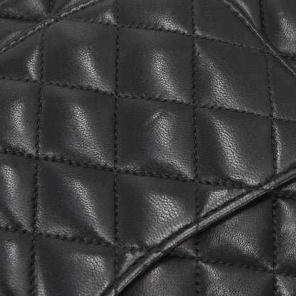 Chanel 2003-2004 Black Lambskin Medium Classic Double Flap Shoulder Bag