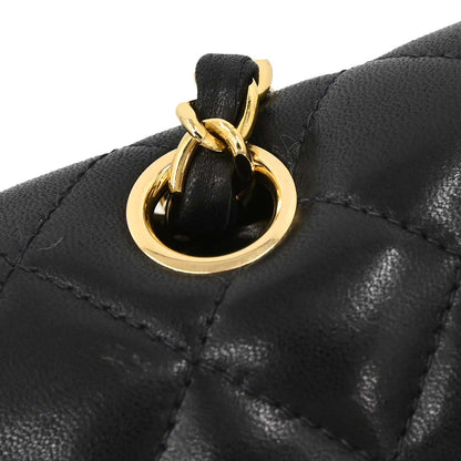 Chanel 2003-2004 Black Lambskin Medium Classic Double Flap Shoulder Bag