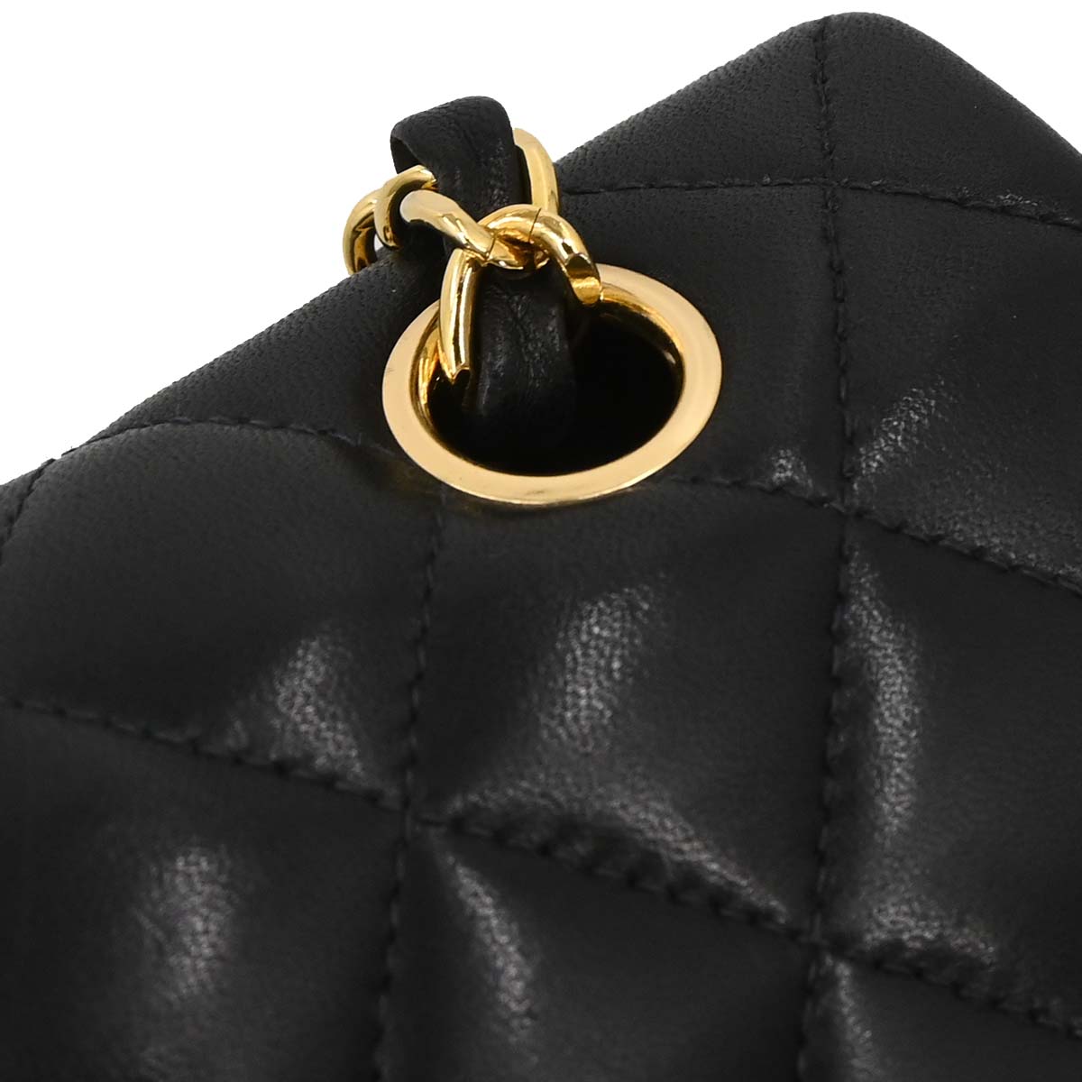 Chanel 2003-2004 Black Lambskin Medium Classic Double Flap Shoulder Bag