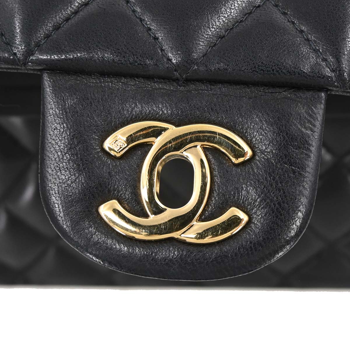 Chanel 2003-2004 Black Lambskin Medium Classic Double Flap Shoulder Bag