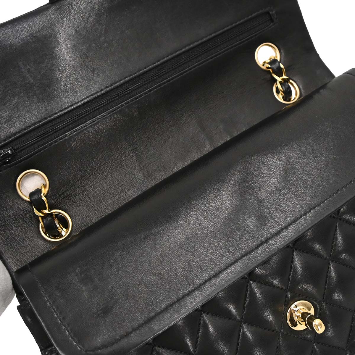 Chanel 2003-2004 Black Lambskin Medium Classic Double Flap Shoulder Bag