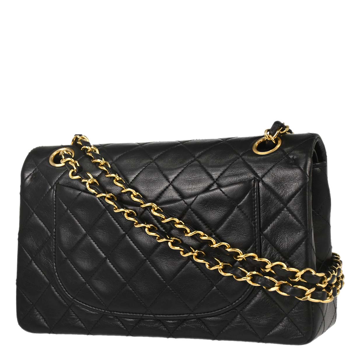 Chanel 1991-1994 Black Lambskin Small Classic Double Flap Shoulder Bag