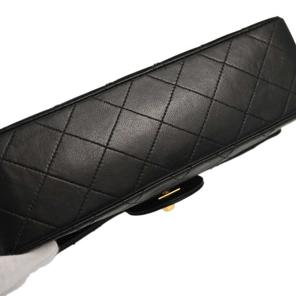 Chanel 1991-1994 Black Lambskin Small Classic Double Flap Shoulder Bag