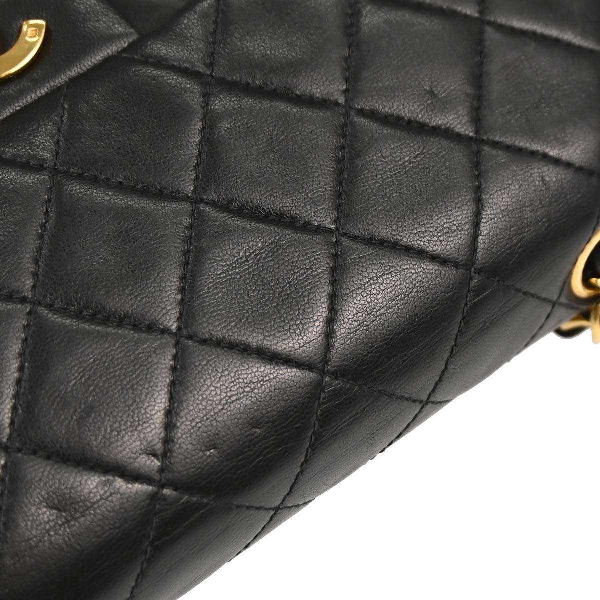 Chanel 1991-1994 Black Lambskin Small Classic Double Flap Shoulder Bag