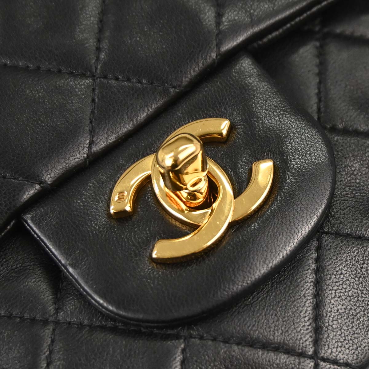 Chanel 1991-1994 Black Lambskin Small Classic Double Flap Shoulder Bag