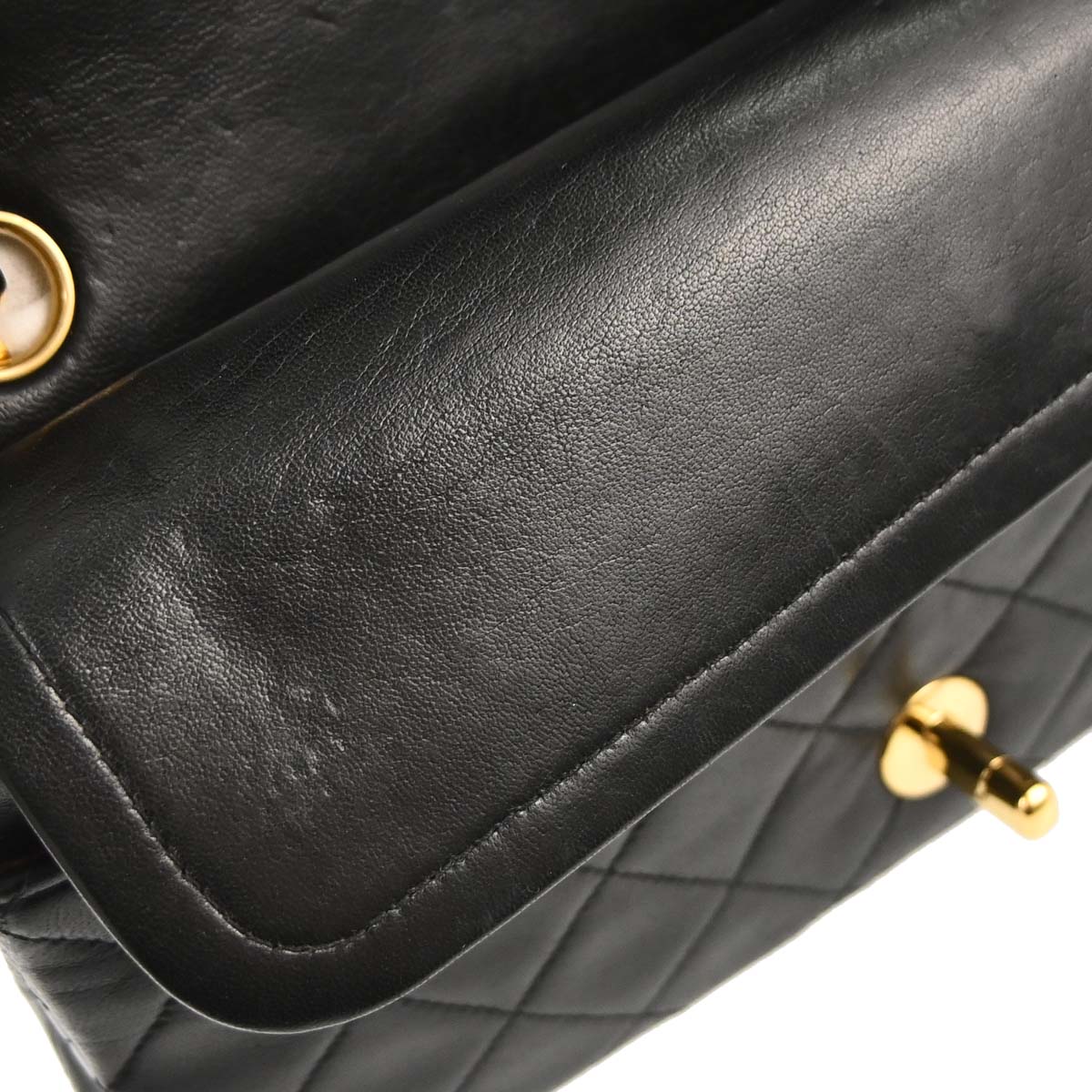 Chanel 1991-1994 Black Lambskin Small Classic Double Flap Shoulder Bag