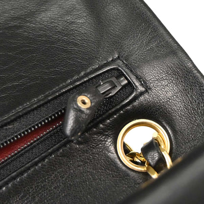 Chanel 1991-1994 Black Lambskin Small Classic Double Flap Shoulder Bag