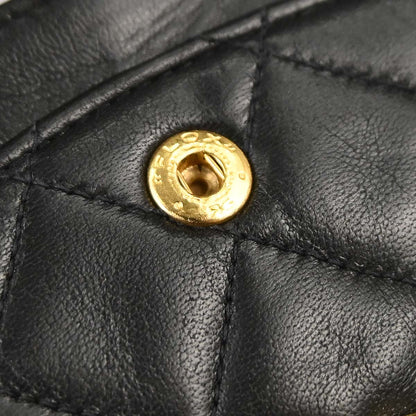 Chanel 1991-1994 Black Lambskin Small Classic Double Flap Shoulder Bag