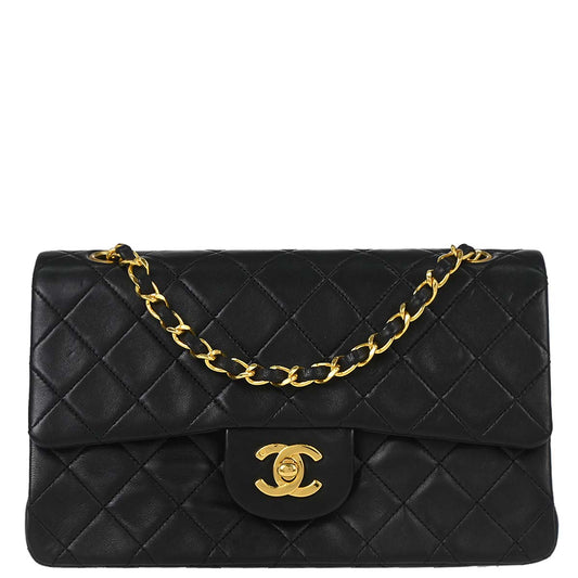Chanel Black Lambskin Small Classic Double Flap Shoulder Bag