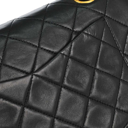 Chanel 1989-1991 Black Lambskin Small Classic Double Flap Shoulder Bag
