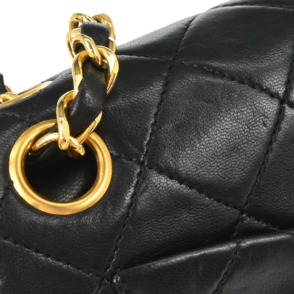 Chanel 1989-1991 Black Lambskin Small Classic Double Flap Shoulder Bag
