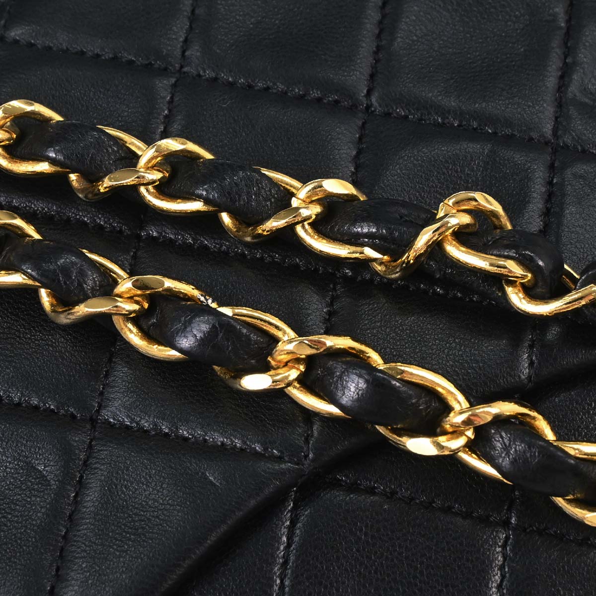 Chanel 1989-1991 Black Lambskin Small Classic Double Flap Shoulder Bag