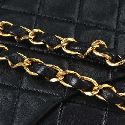 Chanel 1989-1991 Black Lambskin Small Classic Double Flap Shoulder Bag