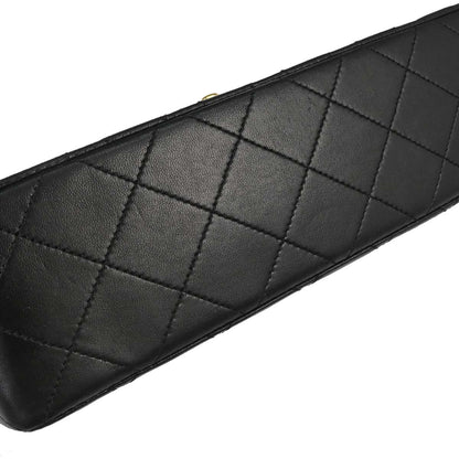 Chanel 1989-1991 Black Lambskin Small Classic Double Flap Shoulder Bag
