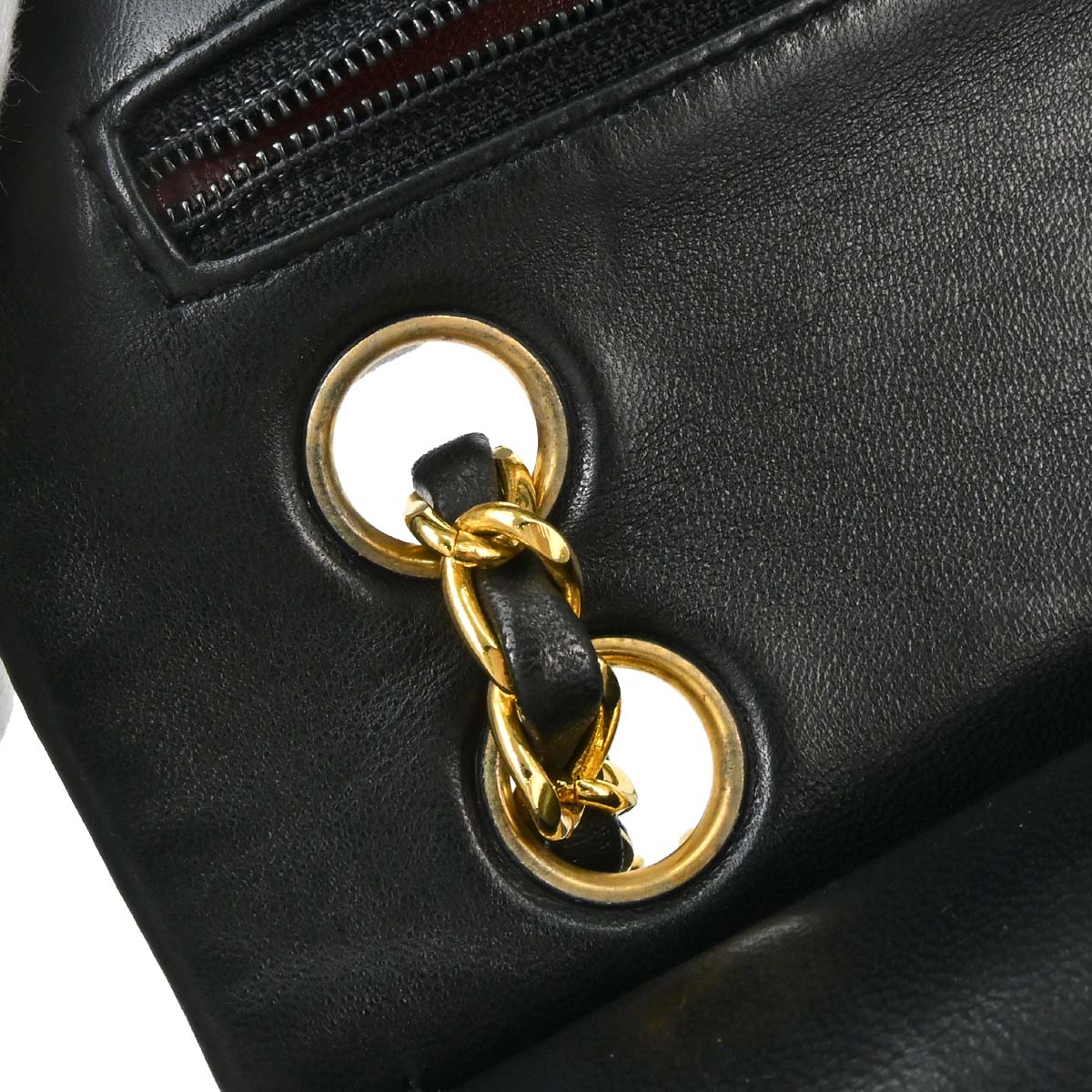 Chanel 1989-1991 Black Lambskin Small Classic Double Flap Shoulder Bag