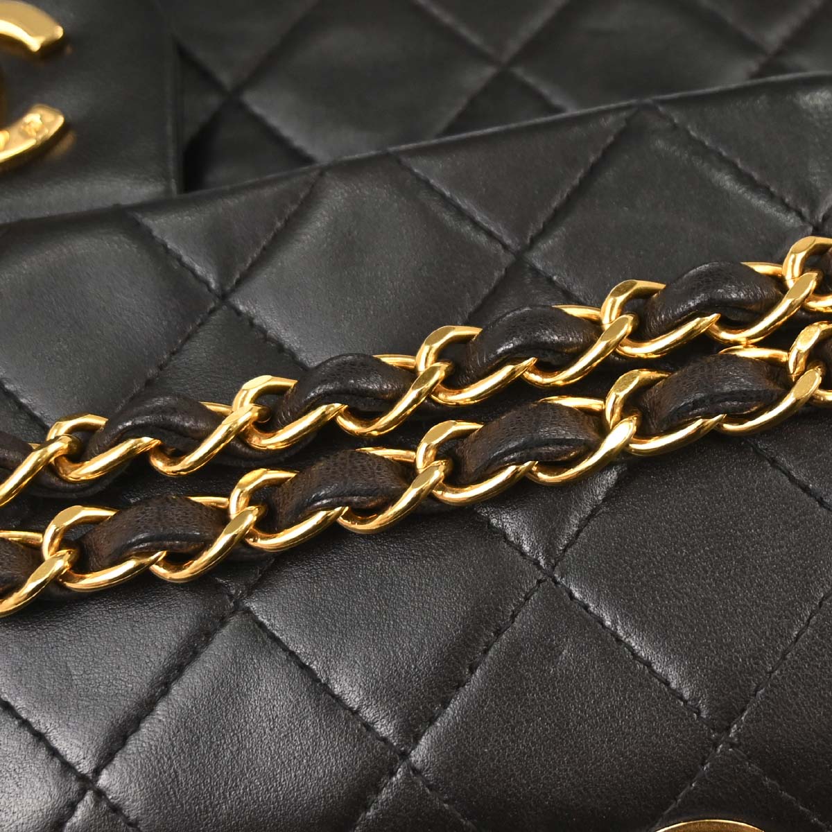 Chanel 1991-1994 Black Lambskin Small Classic Double Flap Shoulder Bag