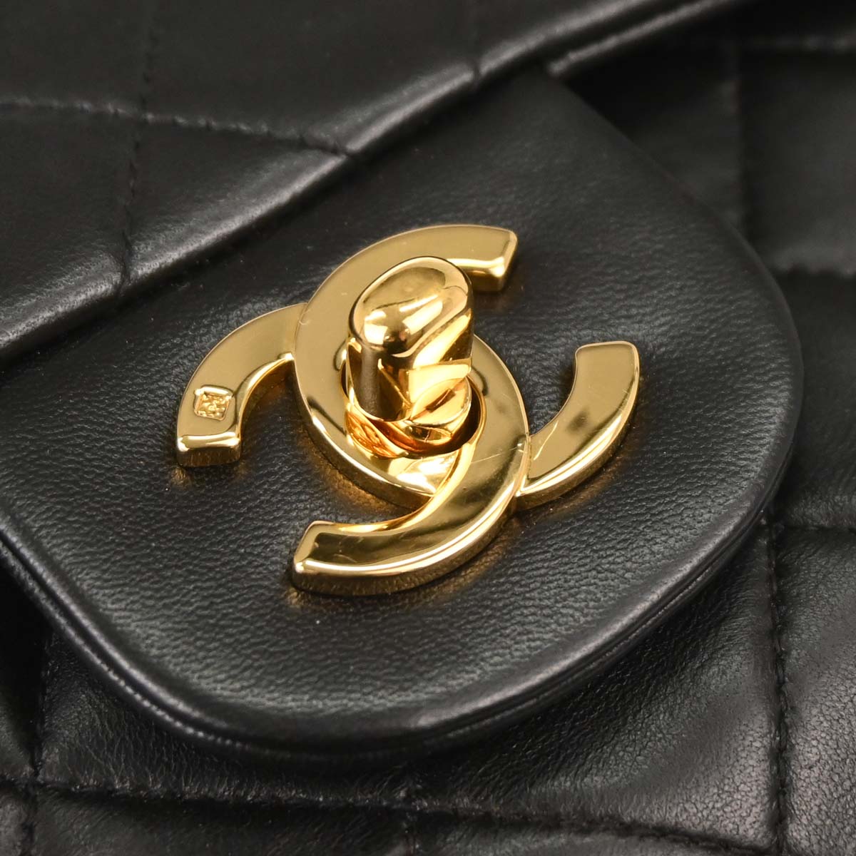 Chanel 1991-1994 Black Lambskin Small Classic Double Flap Shoulder Bag