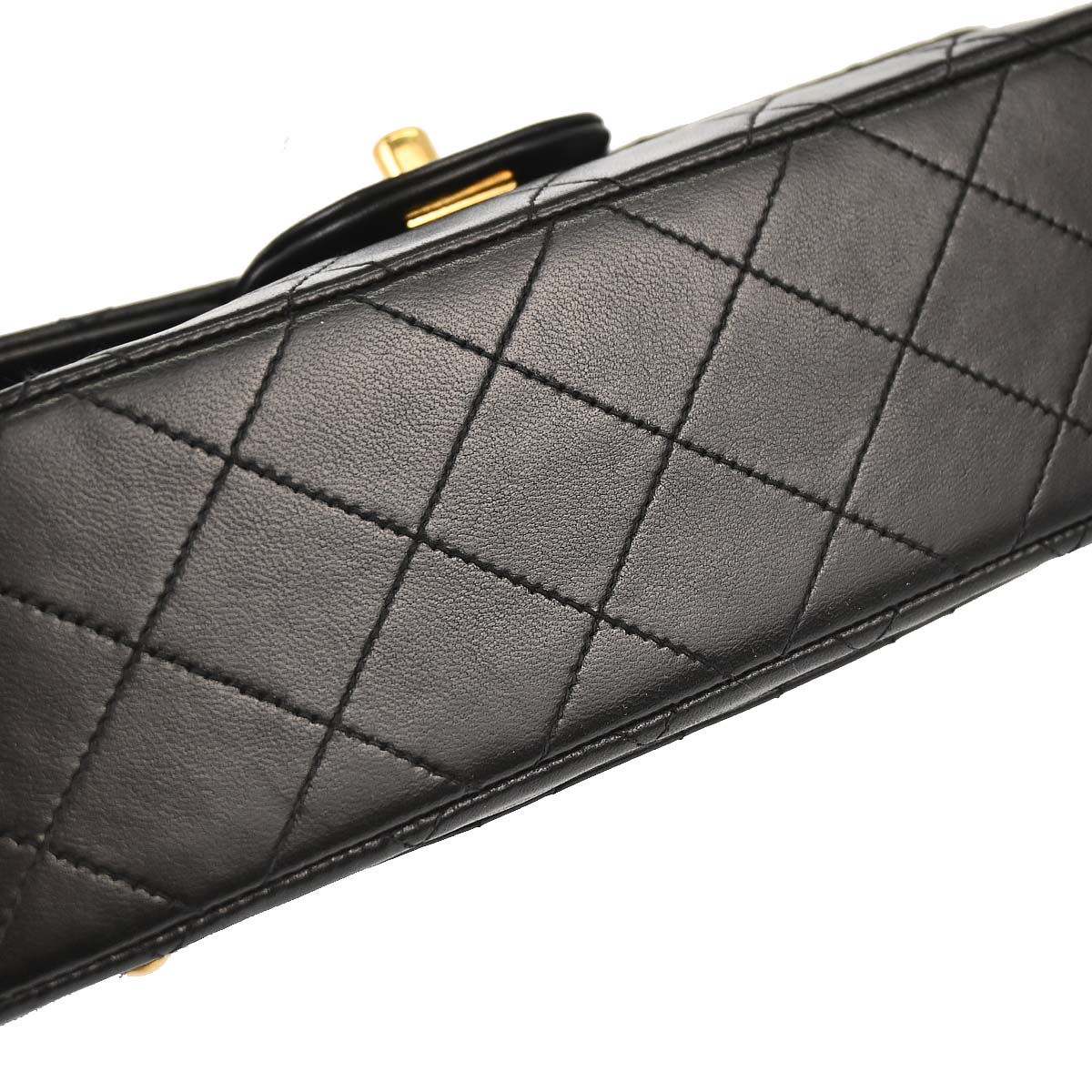 Chanel 1991-1994 Black Lambskin Small Classic Double Flap Shoulder Bag