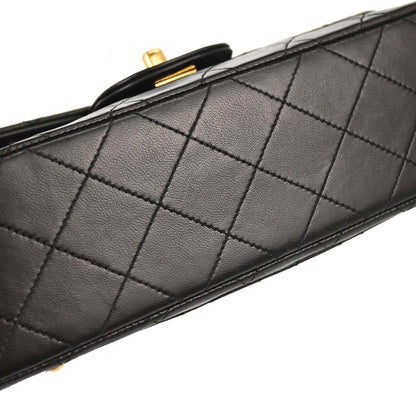 Chanel 1991-1994 Black Lambskin Small Classic Double Flap Shoulder Bag