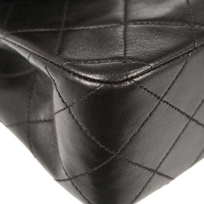 Chanel 1991-1994 Black Lambskin Small Classic Double Flap Shoulder Bag