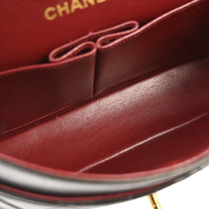 Chanel 1991-1994 Black Lambskin Small Classic Double Flap Shoulder Bag