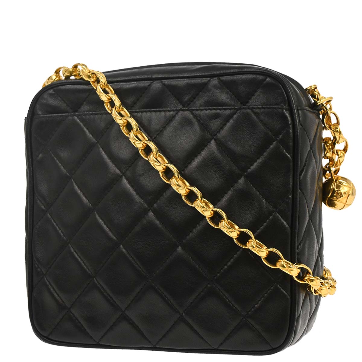 Chanel 1991-1994 Black Lambskin Shoulder Camera Bag Mini