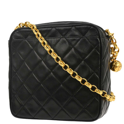 Chanel 1991-1994 Black Lambskin Shoulder Camera Bag Mini