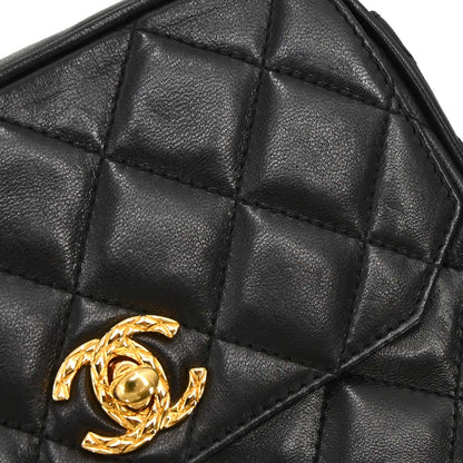 Chanel 1991-1994 Black Lambskin Shoulder Camera Bag Mini