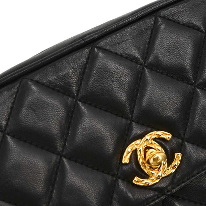 Chanel 1991-1994 Black Lambskin Shoulder Camera Bag Mini