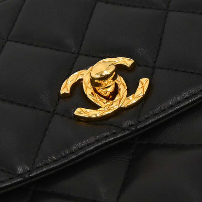 Chanel 1991-1994 Black Lambskin Shoulder Camera Bag Mini
