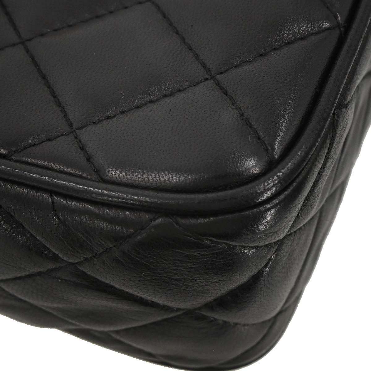 Chanel 1991-1994 Black Lambskin Shoulder Camera Bag Mini