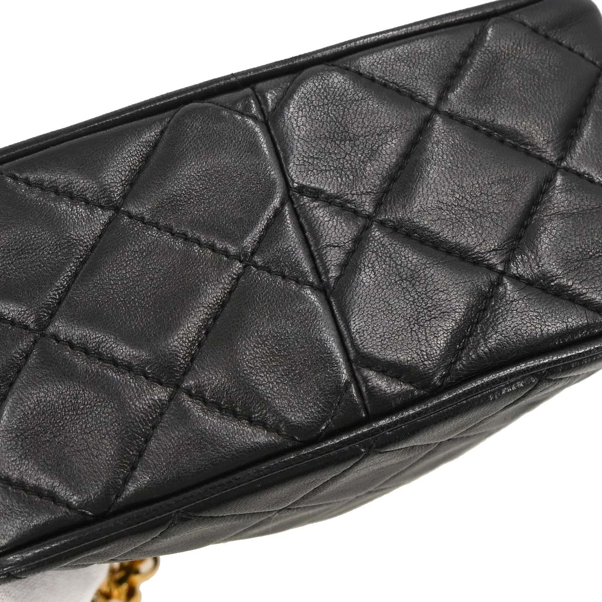 Chanel 1991-1994 Black Lambskin Shoulder Camera Bag Mini