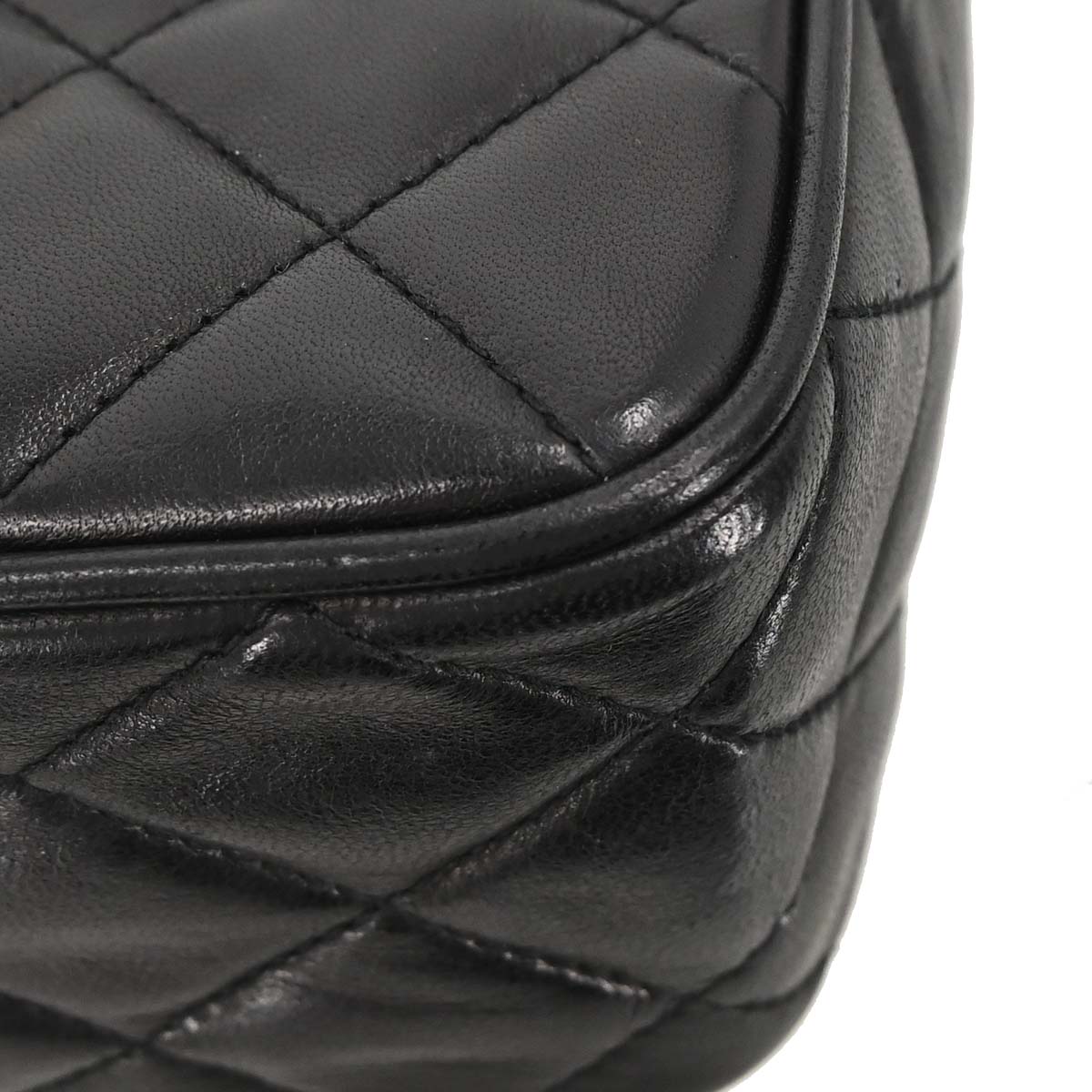 Chanel 1991-1994 Black Lambskin Shoulder Camera Bag Mini