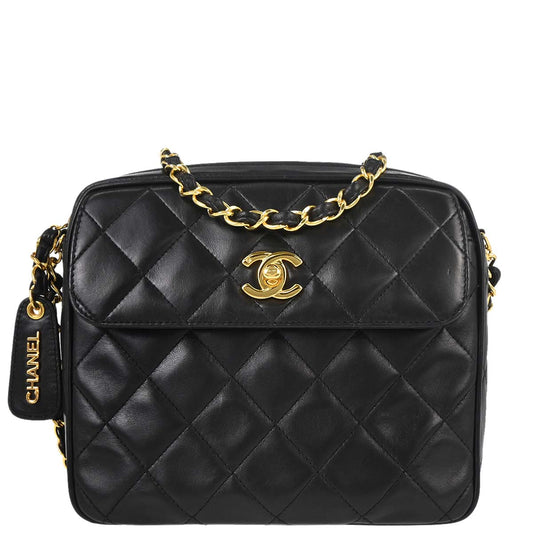 Chanel 1994-1996 Black Lambskin Shoulder Camera Bag