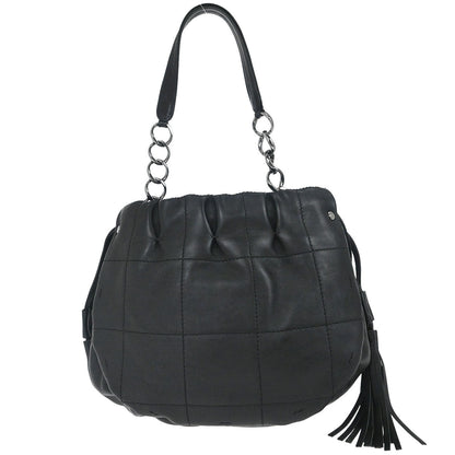 Chanel 2003-2004 Black Lambskin Choco Bar Drawstring Handbag