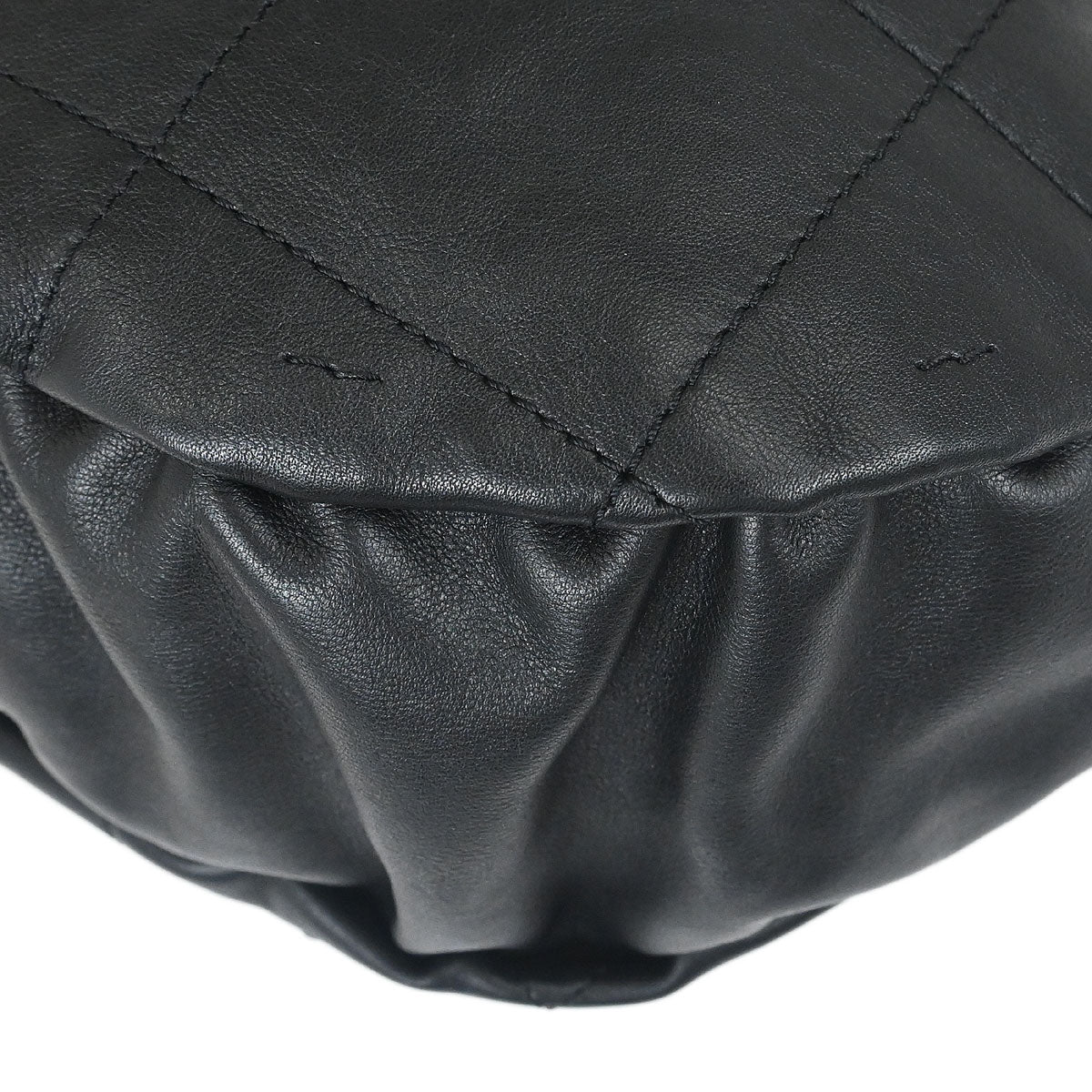 Chanel 2003-2004 Black Lambskin Choco Bar Drawstring Handbag