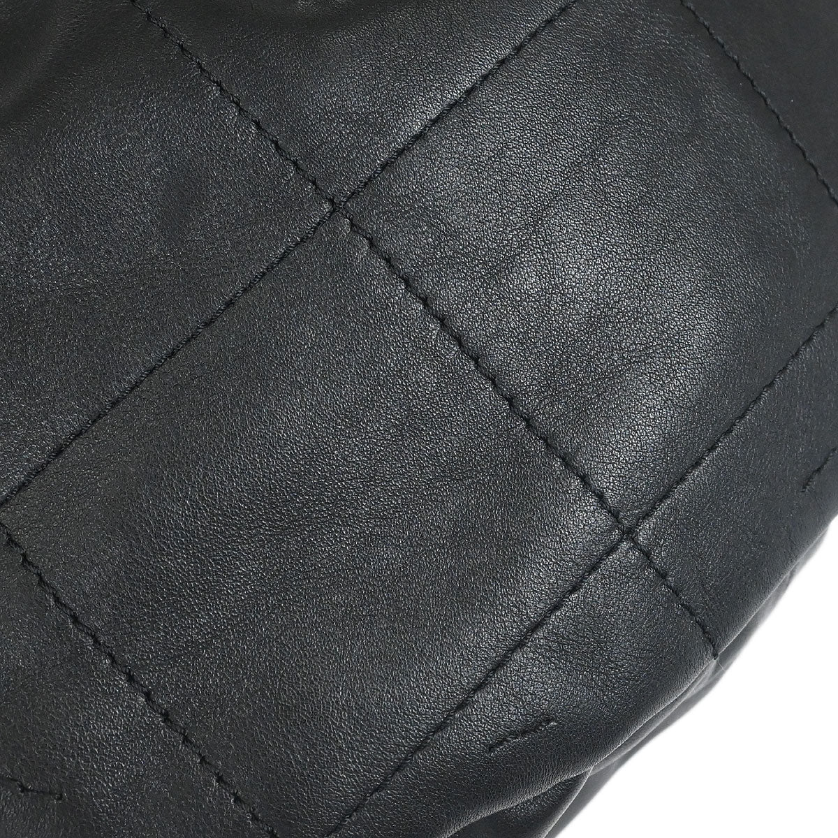 Chanel 2003-2004 Black Lambskin Choco Bar Drawstring Handbag