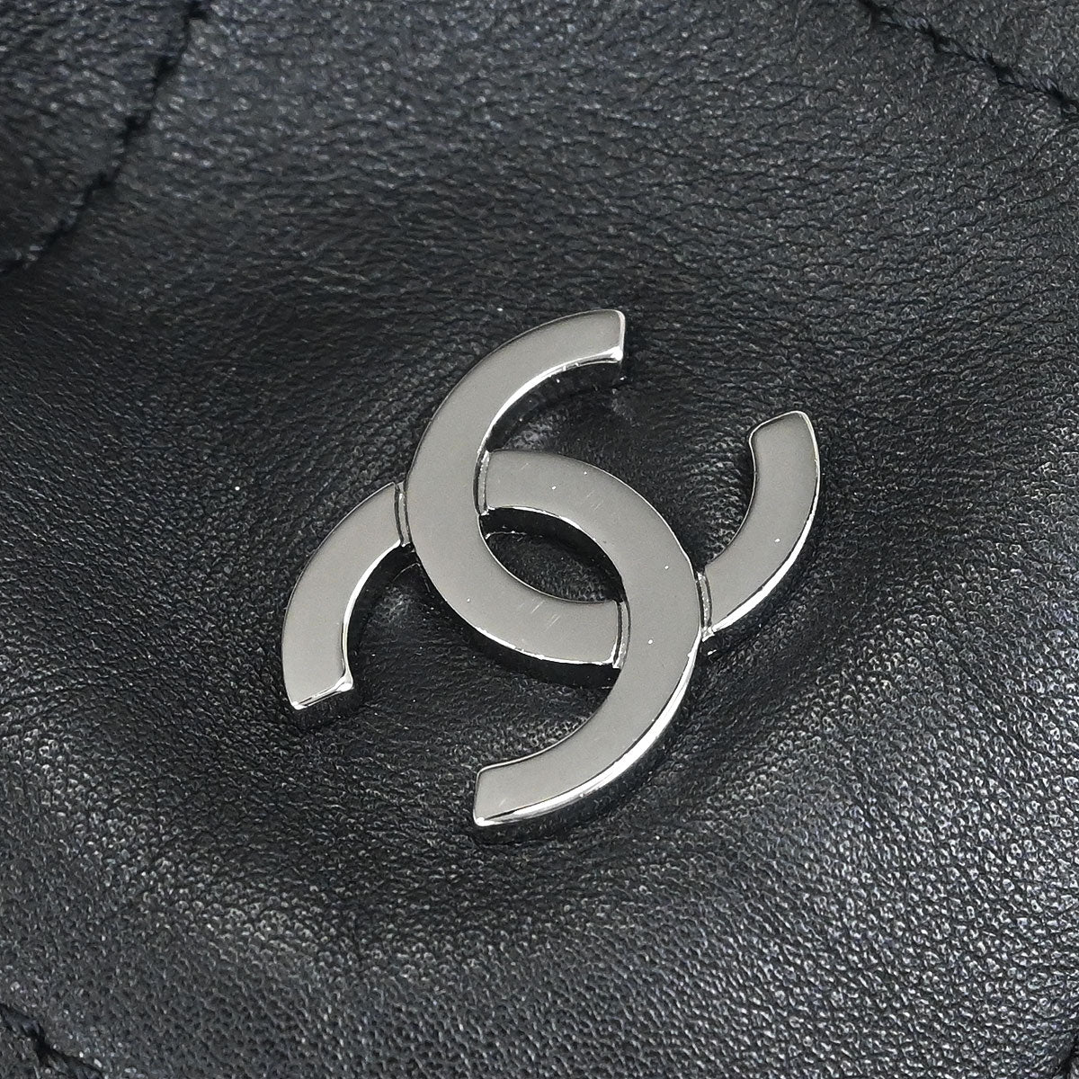 Chanel 2003-2004 Black Lambskin Choco Bar Drawstring Handbag