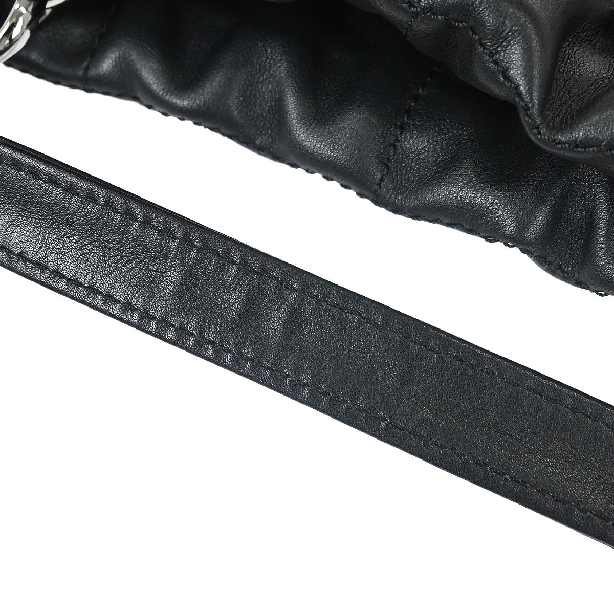 Chanel 2003-2004 Black Lambskin Choco Bar Drawstring Handbag