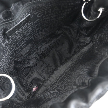 Chanel 2003-2004 Black Lambskin Choco Bar Drawstring Handbag